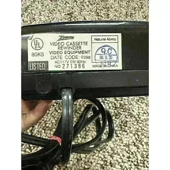 Zenith VHS Video Cassette Tape  One Way Rewinder Black Single Tape AC117V - Picture 4 of 4